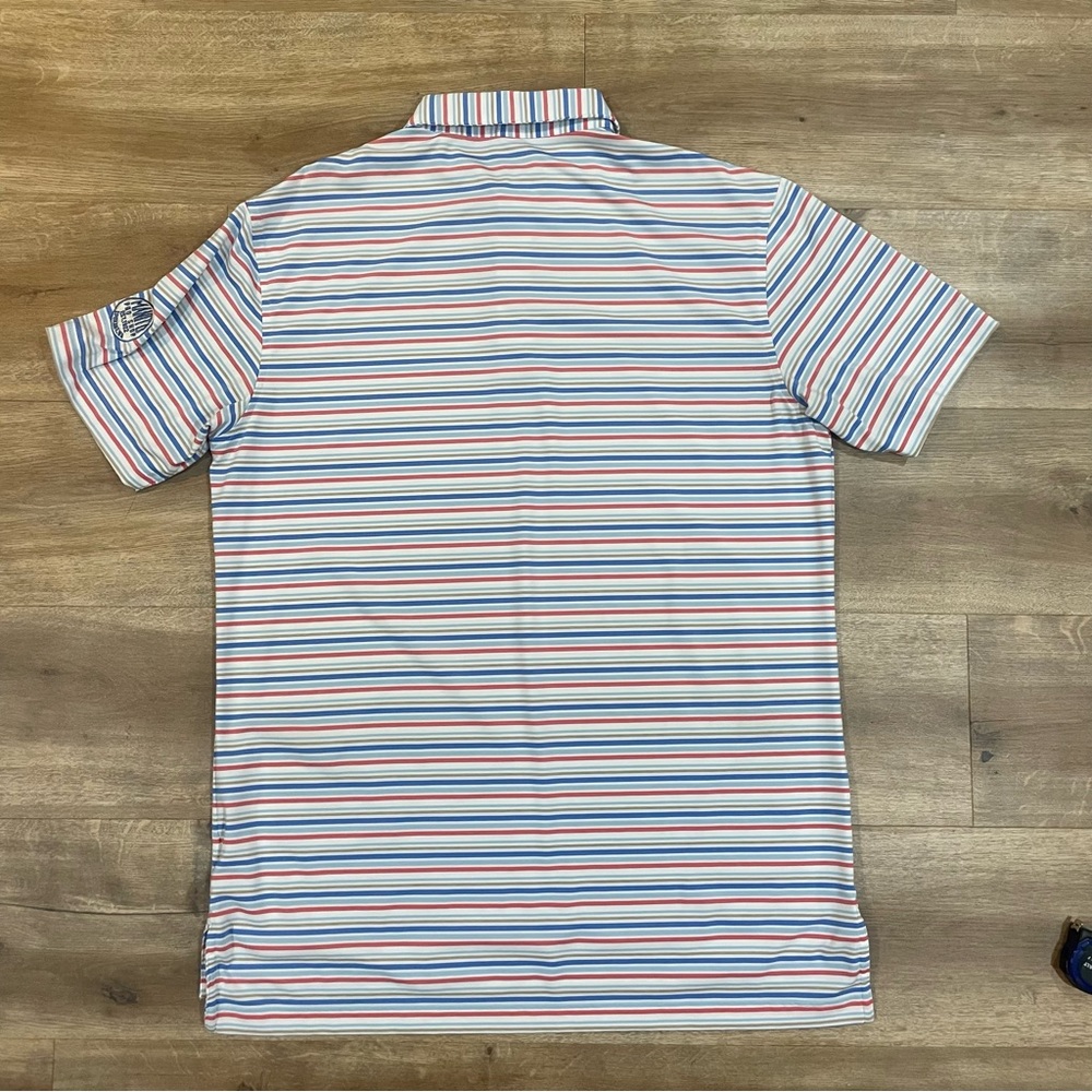 Peter Millar Shirt Men’s M Short Sleeve Striped Summer Comfort Golf Polo - Picture 7 of 7